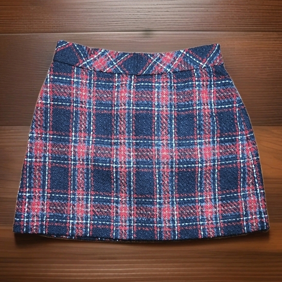 Plaid Tweed A-Line Mini Skirt Size 16 | Lined Fall Winter | NWT Penningtons - Picture 2 of 12